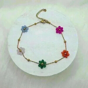 Spring themed Beaded Flower Bracelet
